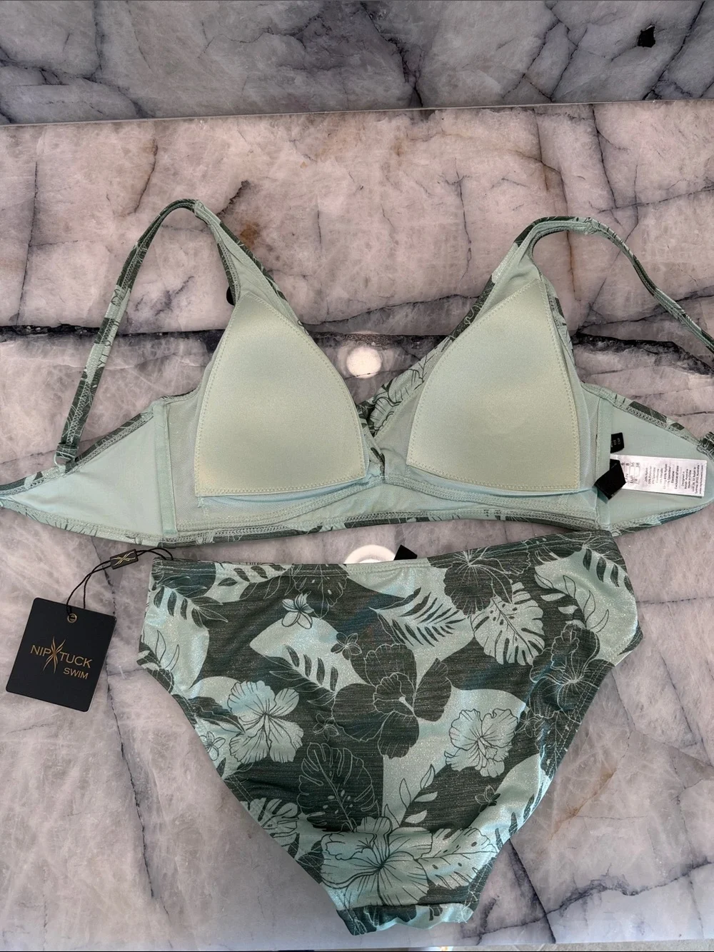 Nip Tuck Swim Green Floral Bikini Top & Bottom